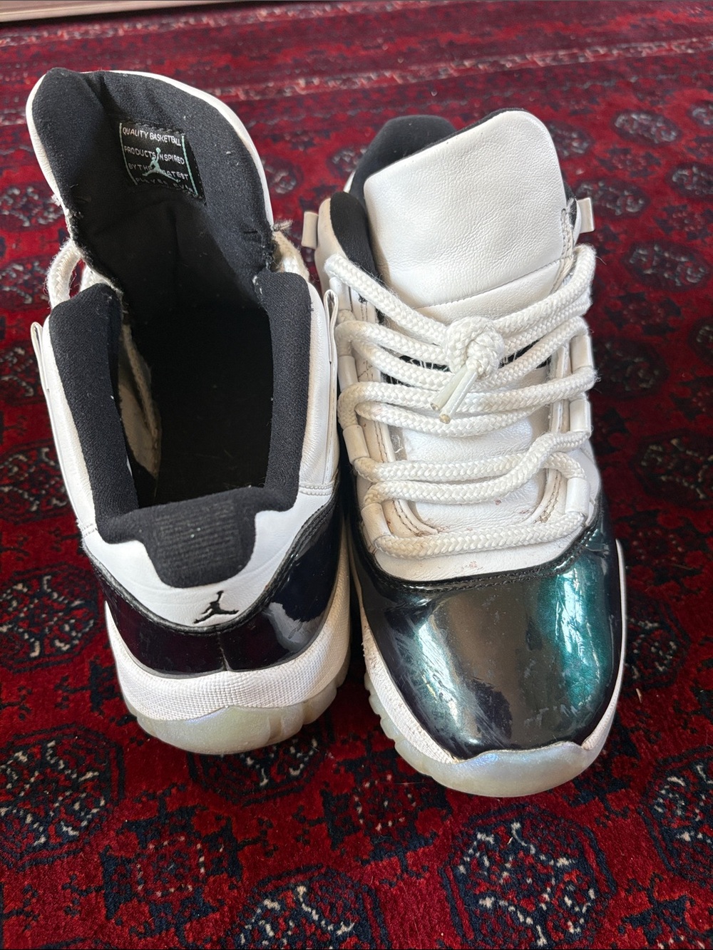 Jordan 2s White and Black Patent-Look Basketball Shoes